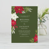 Invitation Fleur de Poinsettia et Mariage de pin vert (Debout devant)