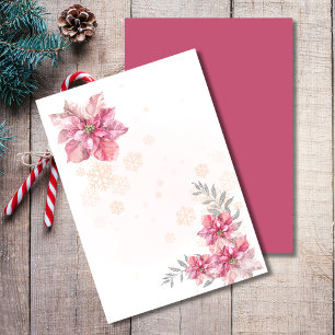 Invitation Fleur de poinsettia flocon de neige rose ajoutez v