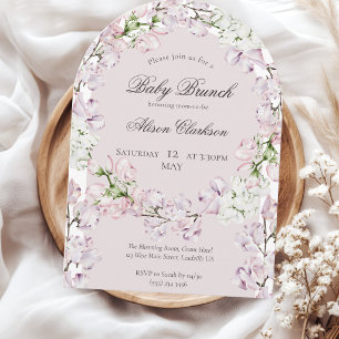Invitation Fleur de pois de senteur Bébé brunch élégant lavan