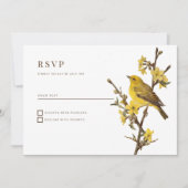 Invitation Fleur de pomme d'oiseau jaune botanique été RSVP (Devant)