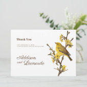 Invitation Fleur de pomme d'oiseau jaune botanique Merci d'ét (Debout devant)