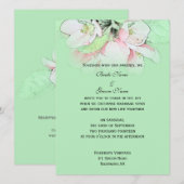 Invitation Fleur de pommier rose clair dans un mariage vert (Devant / Derrière)
