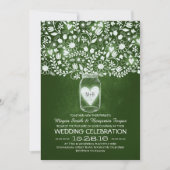 Invitation Fleur de pot de mason vert mariage (Devant)