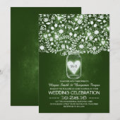 Invitation Fleur de pot de mason vert mariage (Devant / Derrière)