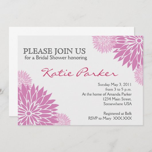 Invitation Fleur de pourpre de dahlia (Devant / Derrière)
