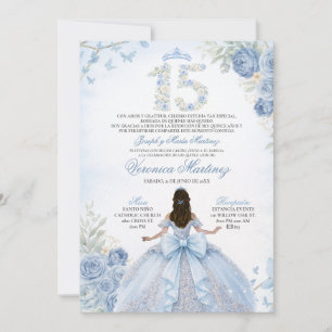 Invitation Fleur de poussière espagnole bleue 15 ans fille pr