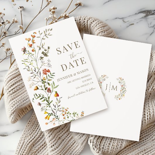 Invitation Fleur de prairie rustique Enregistrer la date
