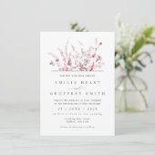 Invitation Fleur de prairie sauvage Dusty Rose rose Mariage m (Debout devant)