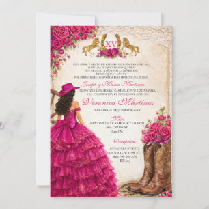 Invitation Fleur de princesse fille occidentale rose Sweet 15