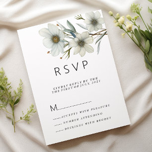 Invitation Fleur de printemps à menthe blanche simple RSVP