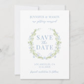 Invitation Fleur de printemps bleu Enregistrer la date invita (Devant)