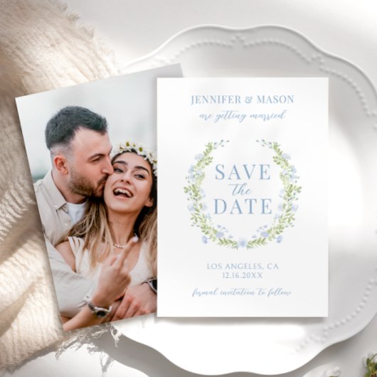 Invitation Fleur de printemps bleu Enregistrer la date invita