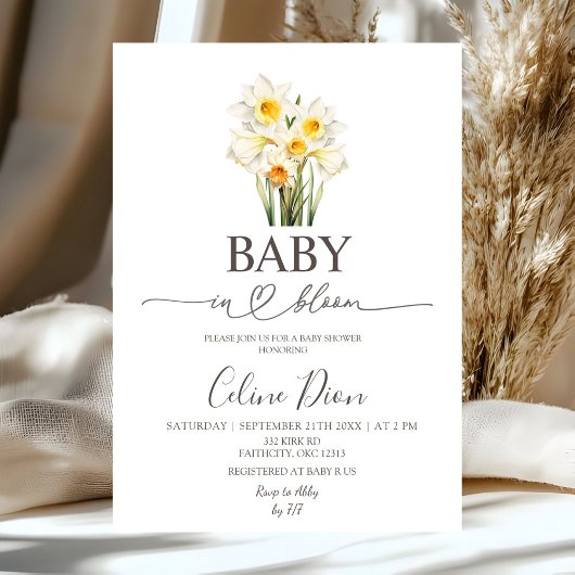 Invitation Fleur de printemps Jonquille Bébé en fleurs