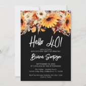 Invitation Fleur de printemps noir pour 40e anniversaire (Devant)