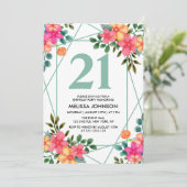 Invitation Fleur de printemps rose chic 21e anniversaire (Debout devant)