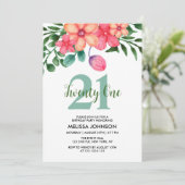 Invitation Fleur de printemps rose orange 21e anniversaire (Debout devant)