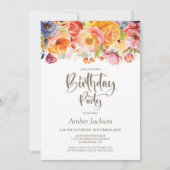 Invitation Fleur de printemps vibrante N'importe quel âge fêt (Devant)