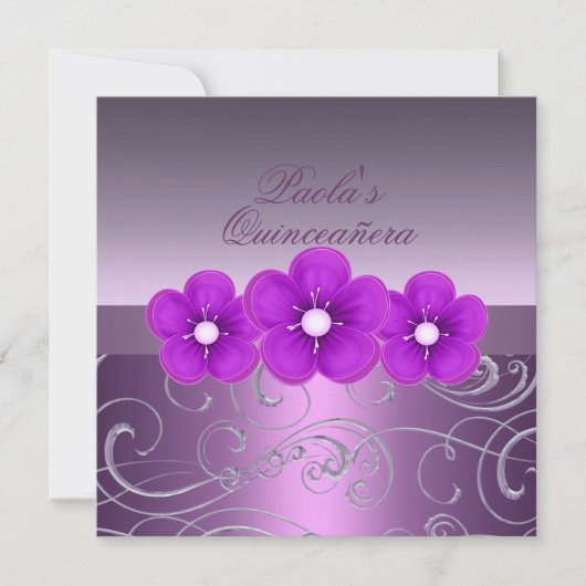 Invitation Fleur de printemps violet et torse Quinceañera Inv (Devant)