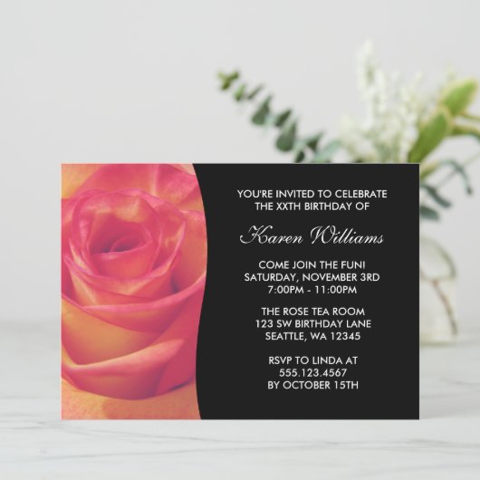 Invitation Fleur de rose (Debout devant)