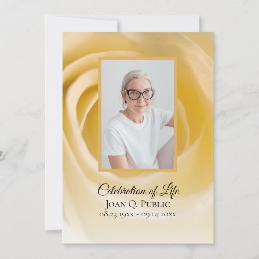 Invitation Fleur de rose blanche Célébration de la vie (Devant)