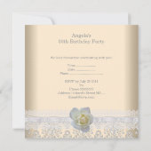 Invitation Fleur de rose blanche Crème Incroyable 50e anniver (Dos)