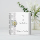 Invitation Fleur de Rose blanche Fabuleux 50e anniversaire (Debout devant)