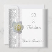 Invitation Fleur de Rose blanche Fabuleux 50e anniversaire (Devant)