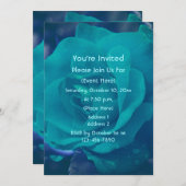 Invitation Fleur de rose bleue aquatique  (Devant / Derrière)