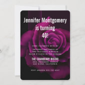 Invitation Fleur de rose gothique rouge-violet pour anniversa (Devant)