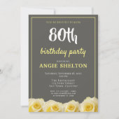 Invitation Fleur de rose jaune 80e anniversaire (Devant)