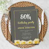 Invitation Fleur de rose jaune 80e anniversaire