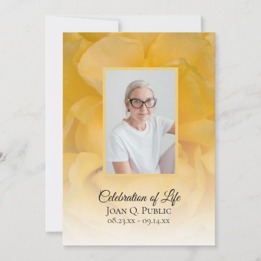 Invitation Fleur de rose jaune Fête de la vie (Devant)