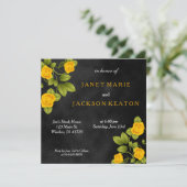 Invitation Fleur de rose jaune noire et marigold (Debout devant)