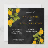 Invitation Fleur de rose jaune noire et marigold (Devant)