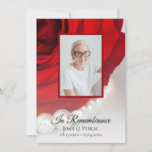 Invitation Fleur de rose rouge et Perles Anniversaire de la m (Devant)