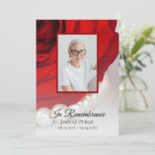 Invitation Fleur de rose rouge et Perles Anniversaire de la m (Debout devant)