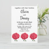 Invitation Fleur de rose rouge Floral Rose d'été Mariage (Debout devant)