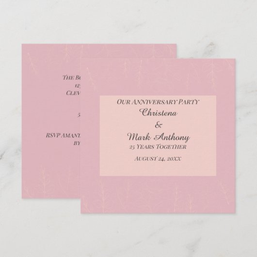 Invitation Fleur de Satin Anniversaire de Mariage (Devant / Derrière)
