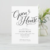 Invitation Fleur de script moderne, fête ouverte à la maison  (Debout devant)