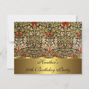 Invitation Fleur de serpent victorienne vintage 1876 or