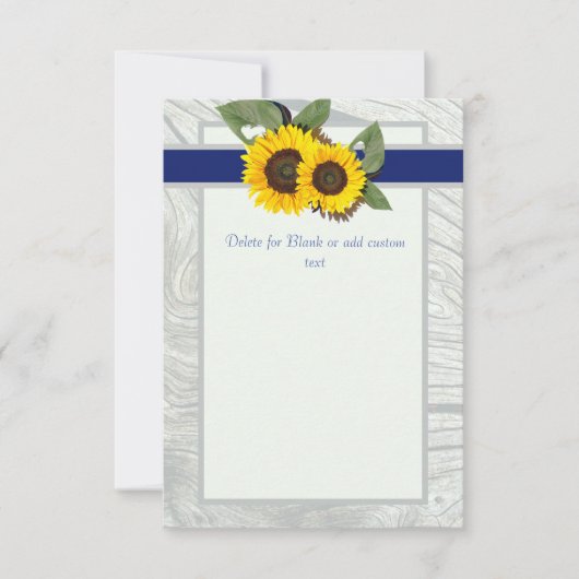 Invitation Fleur de soleil bleu gris Mariage rustique blanc (Devant)