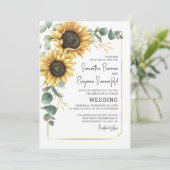 Invitation Fleur de soleil botanique Florale Verdure Mariage (Debout devant)