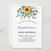 Invitation Fleur de soleil d'anniversaire eucalyptus verdure (Devant)
