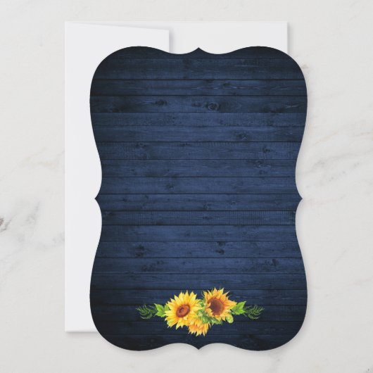 Invitation Fleur de soleil de bois bleu rustique Lumières à c (Dos)