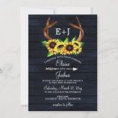 Invitation Fleur de soleil en fleurs Antlers Pays Chic Mariag (Devant)