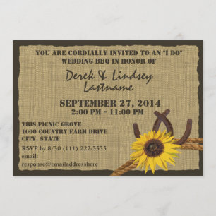 Invitation Fleur de soleil et fer à cheval Réception de maria