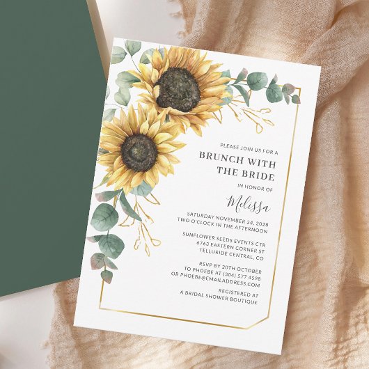 Invitation Fleur de soleil floral Eucalyptus Brunch avec mari