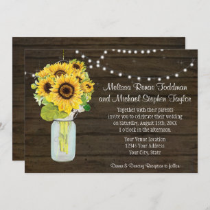 Invitation Fleur de soleil Floral rustique Pays Mason Jar Lum