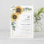 Invitation Fleur de Soleil Florale Végétation Surprise 80e an (Debout devant)