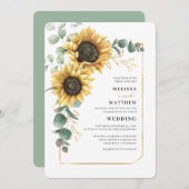 Invitation Fleur de Soleil Florale Verdure Mariage élégant (Devant / Derrière)